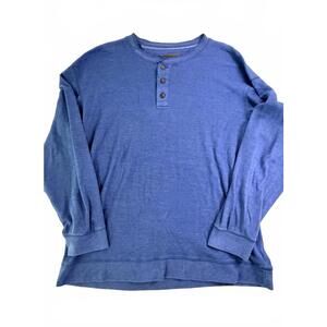 Reel Legend Henley Men’s Shirt xl Blue Long Sleeve Cotton Outdoor Fishing Casual